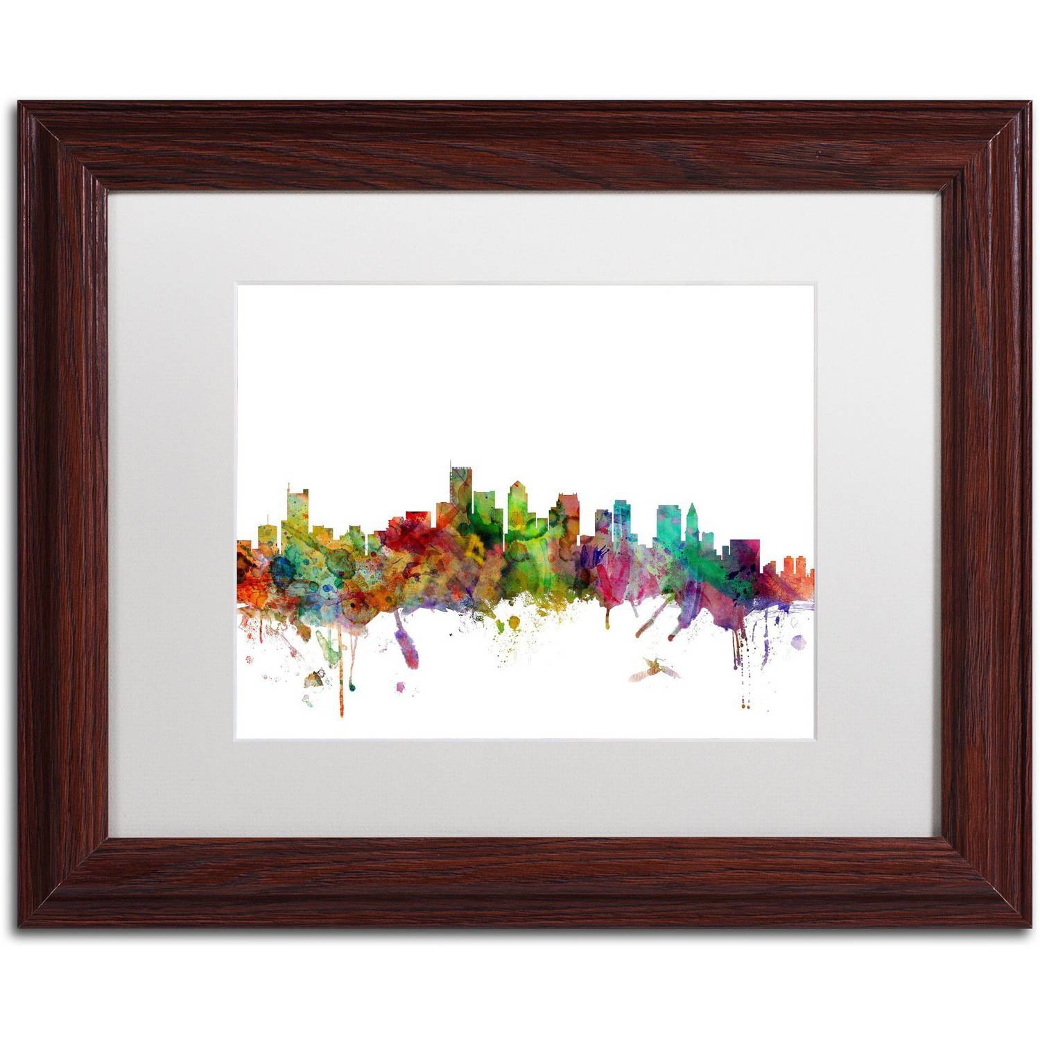 Trademark Fine Art 'Boston Massachusetts Skyline' Canvas Art by Michael Tompsett, White Matte, Wood Frame