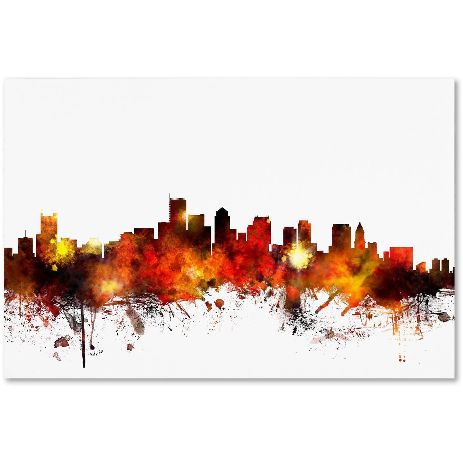 Trademark Fine Art "Boston Massachusetts Skyline II" Canvas Art by Michael Tompsett