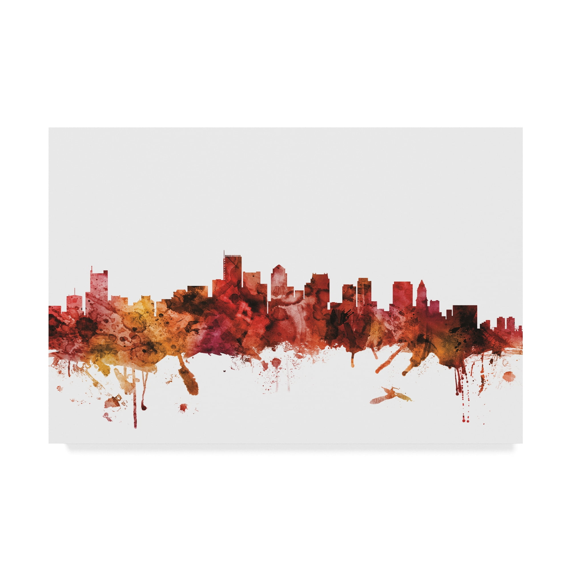 Trademark Fine Art 'Boston Massachusetts Skyline Red' Canvas Art by Michael Tompsett