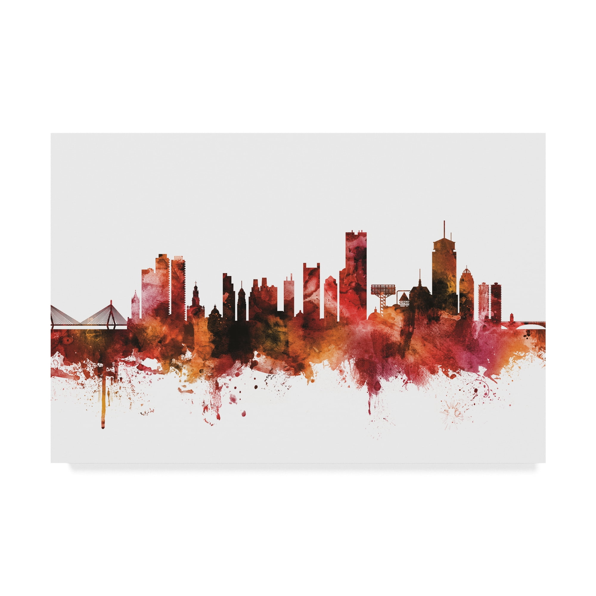 Trademark Fine Art 'Boston Massachusetts Skyline Red III' Canvas Art by Michael Tompsett