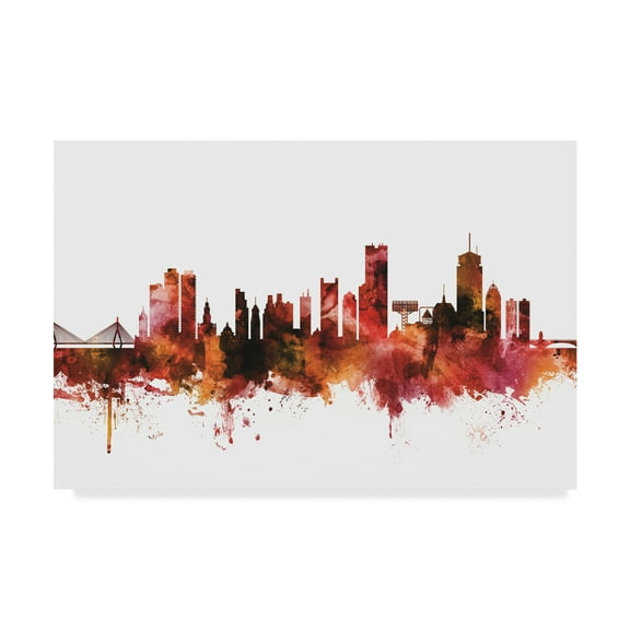 Trademark Fine Art 'Boston Massachusetts Skyline Red III' Canvas Art by Michael Tompsett