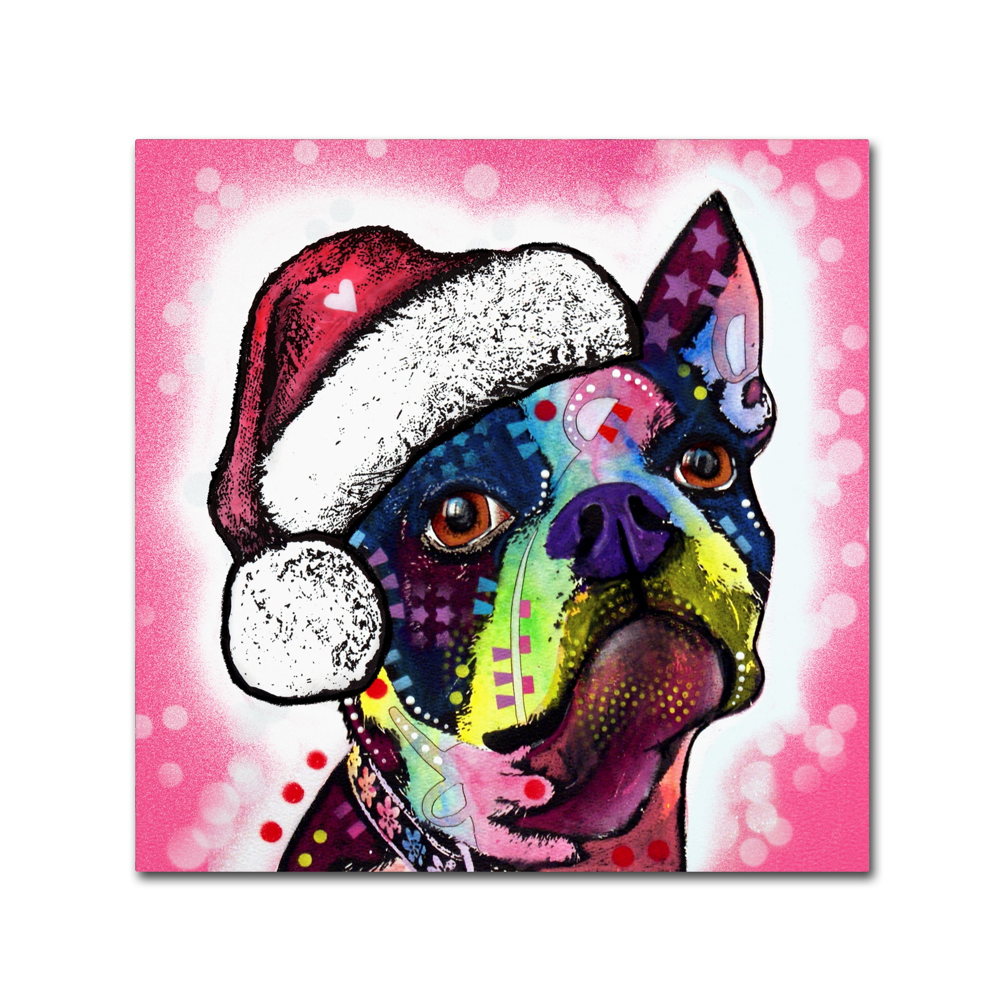 Trademark Fine Art 'Boston Terrier Christmas' Canvas Art by Dean Russo