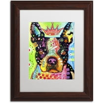 Trademark Fine Art "Boston Terrier Crowned" Canvas Art by Dean Russo, White Matte, Wood Frame