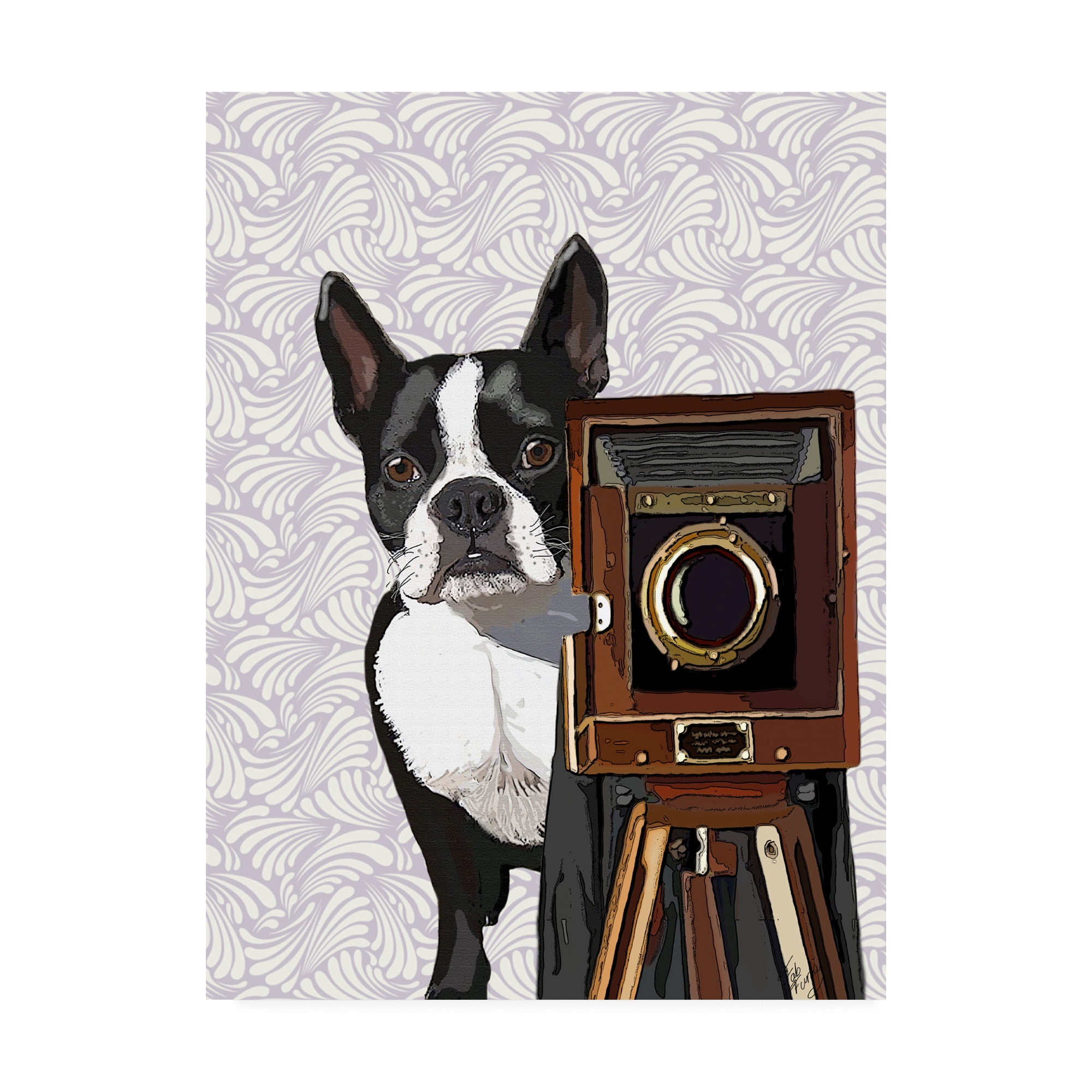 Trademark Fine Art 'Boston Terrier Photographer' Canvas Art by Fab Funky