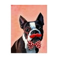 thumbnail image 1 of Trademark Fine Art 'Boston Terrier Portrait, With Red Bow Tie And Moustache' Canvas Art by Fab Funky, 1 of 3