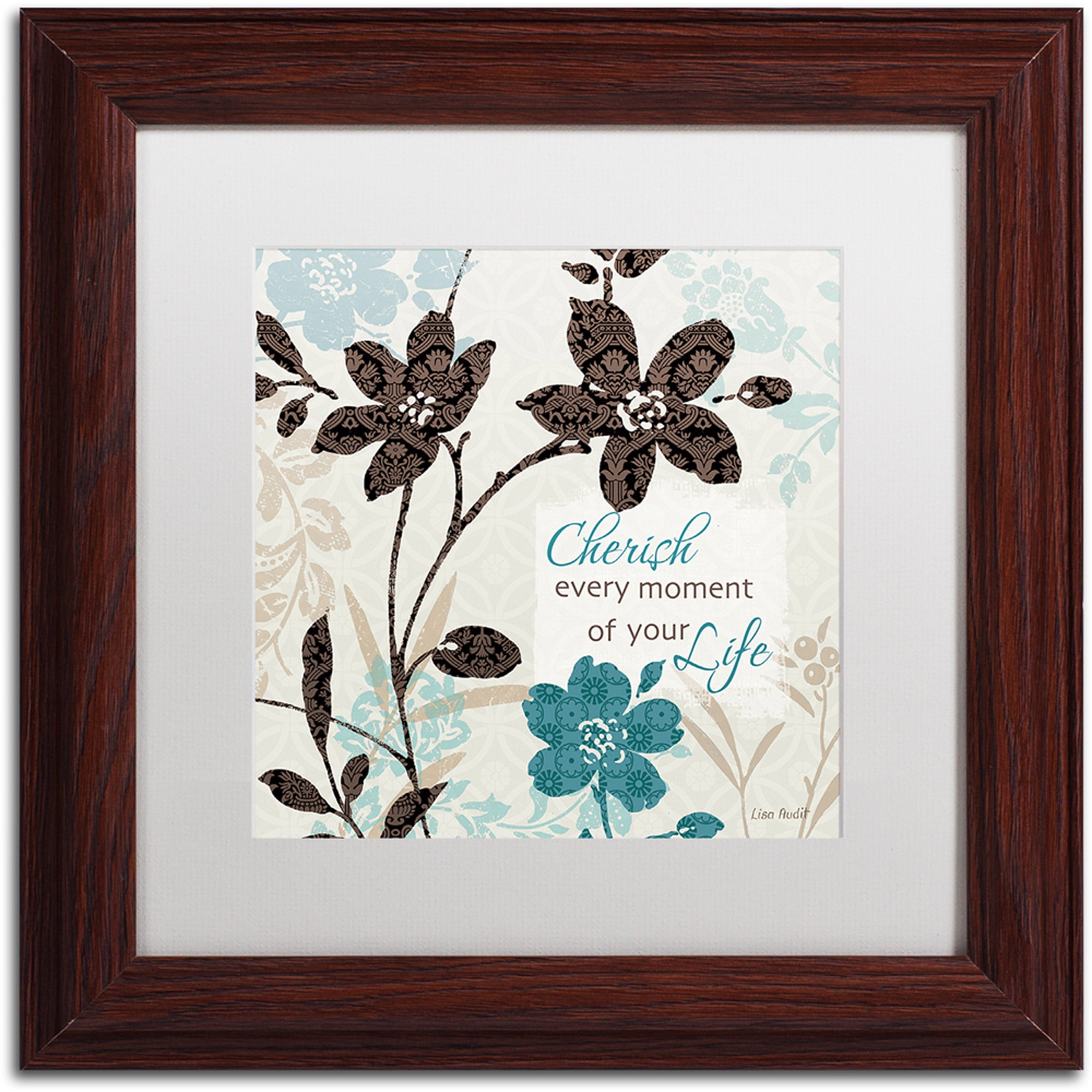 Cherish Every Moment Blue and Brown Canvas Quote Art
