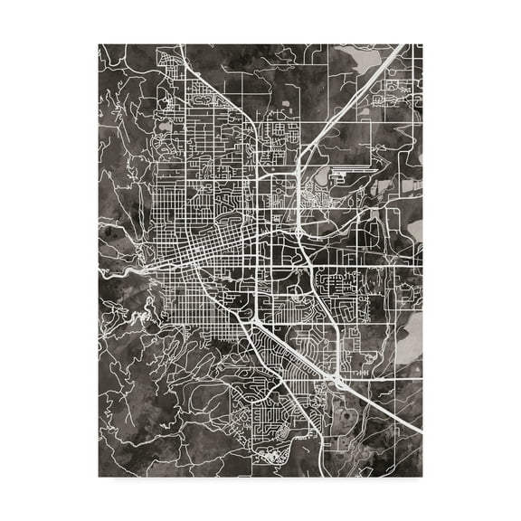 Trademark Fine Art 'Boulder Colorado City Map Black' Canvas Art by Michael Tompsett