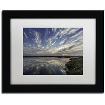 Trademark Fine Art 'Boundary Bay Sunset' Canvas Art by Pierre Leclerc, White Matte, Black Frame