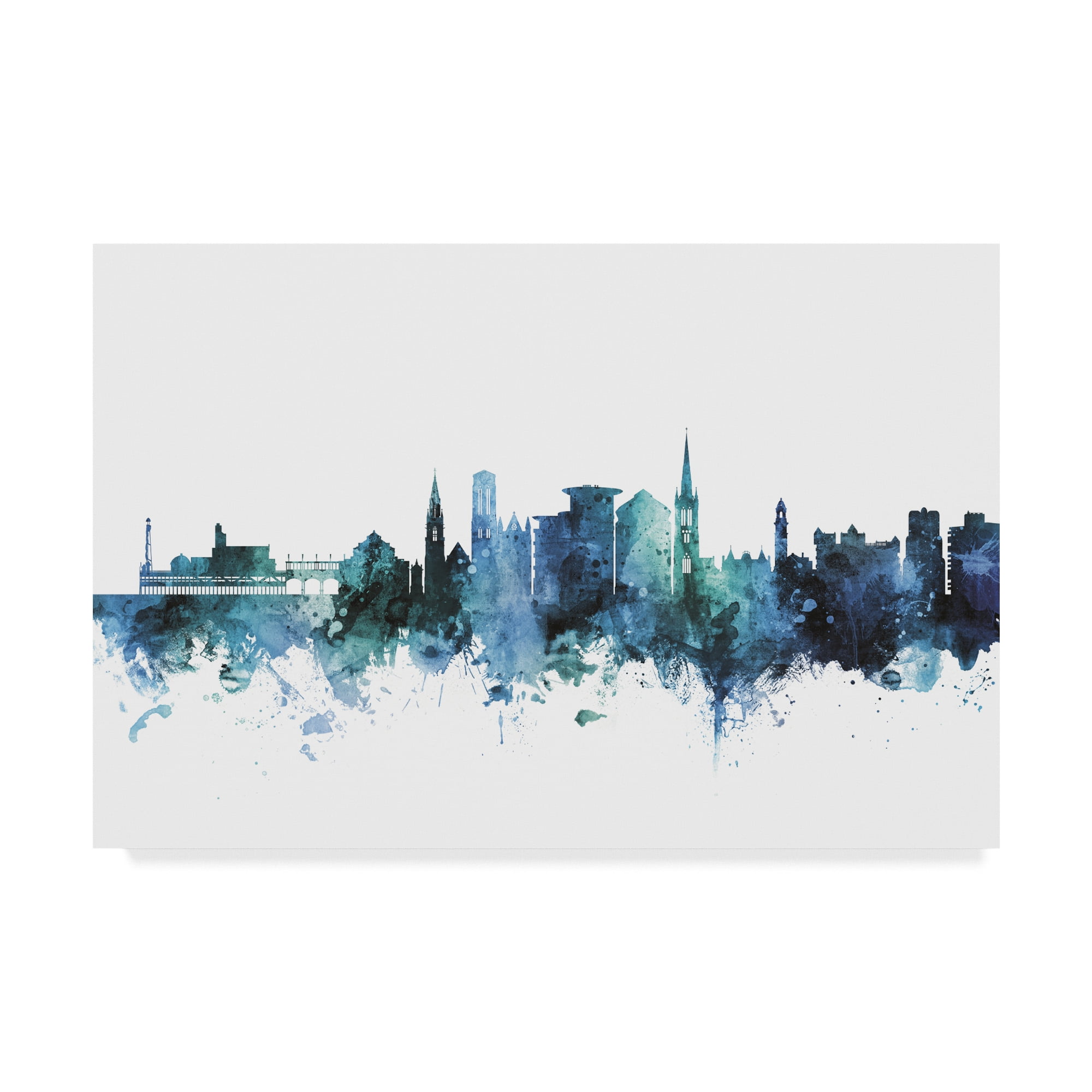 Trademark Fine Art 'Bournemouth England Blue Teal Skyline' Canvas Art by Michael Tompsett