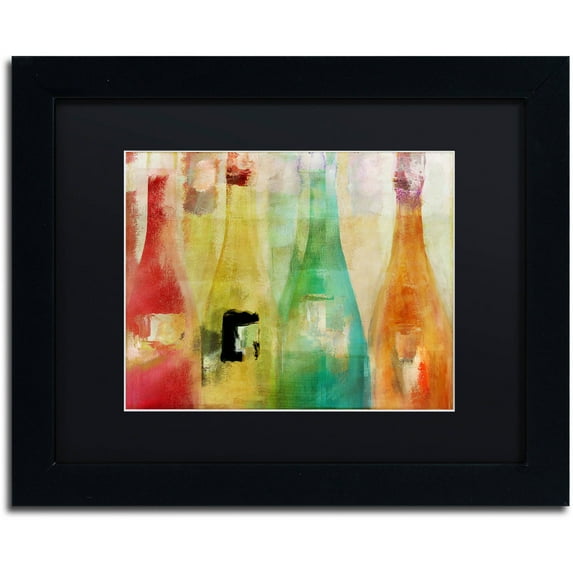 Trademark Fine Art "Bouteilles" Canvas Art by Color Bakery Black Matte, Black Frame