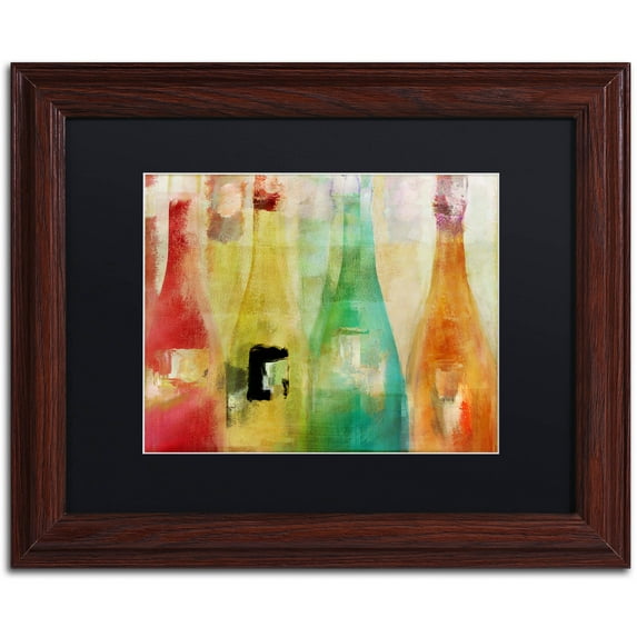 Trademark Fine Art "Bouteilles" Canvas Art by Color Bakery Black Matte, Wood Frame