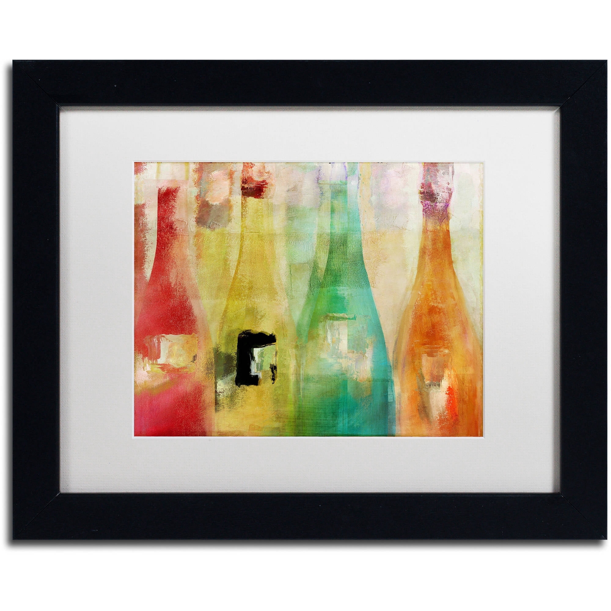 Trademark Fine Art "Bouteilles" Canvas Art by Color Bakery White Matte, Black Frame