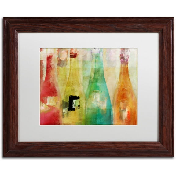Trademark Fine Art "Bouteilles" Canvas Art by Color Bakery White Matte, Wood Frame