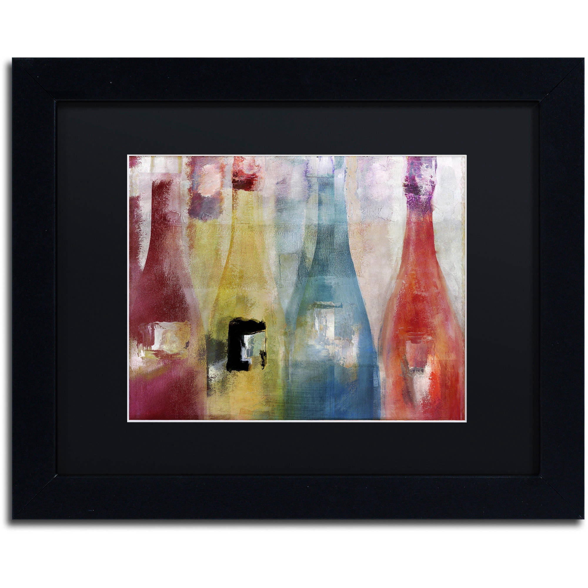 Trademark Fine Art "Bouteilles II" Canvas Art by Color Bakery Black Matte, Black Frame