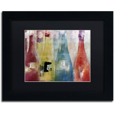 Trademark Fine Art "Bouteilles II" Canvas Art by Color Bakery Black Matte, Black Frame