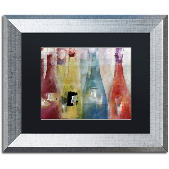 Trademark Fine Art "Bouteilles II" Canvas Art by Color Bakery Black Matte, Silver Frame