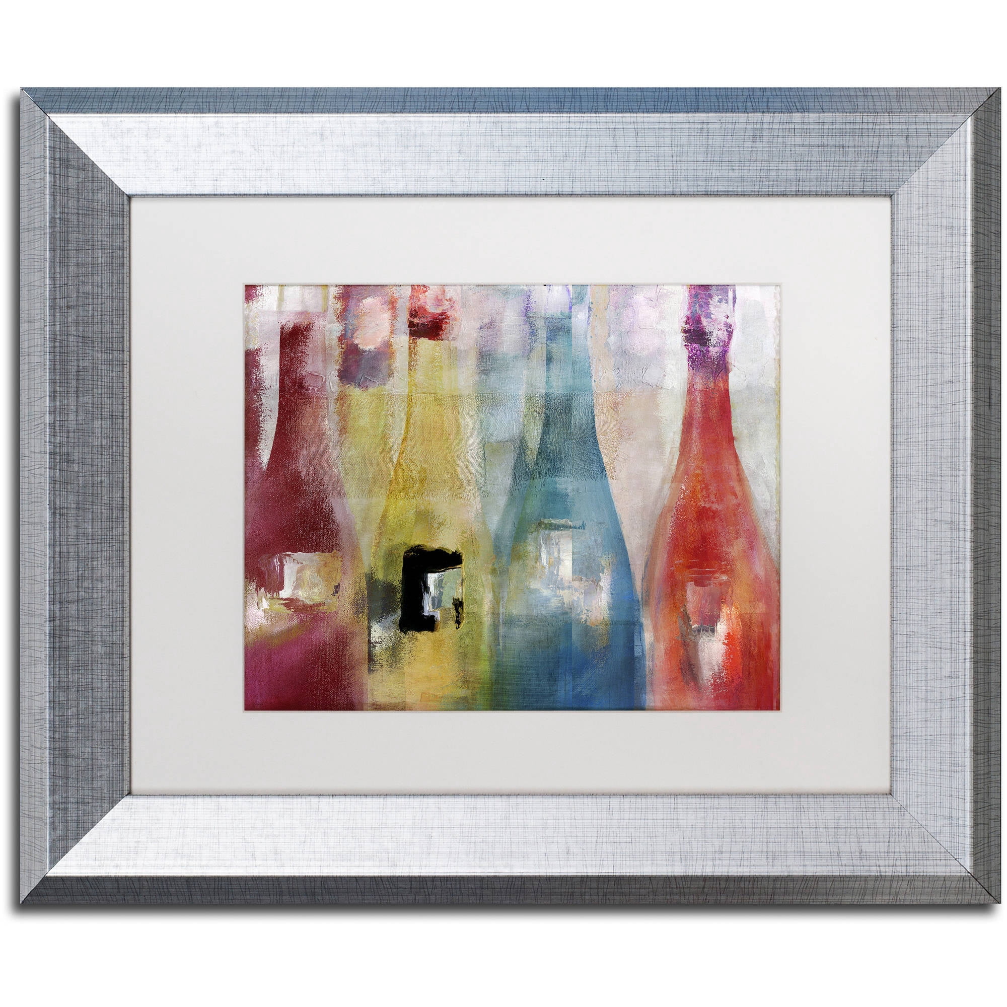 Trademark Fine Art "Bouteilles II" Canvas Art by Color Bakery White Matte, Silver Frame