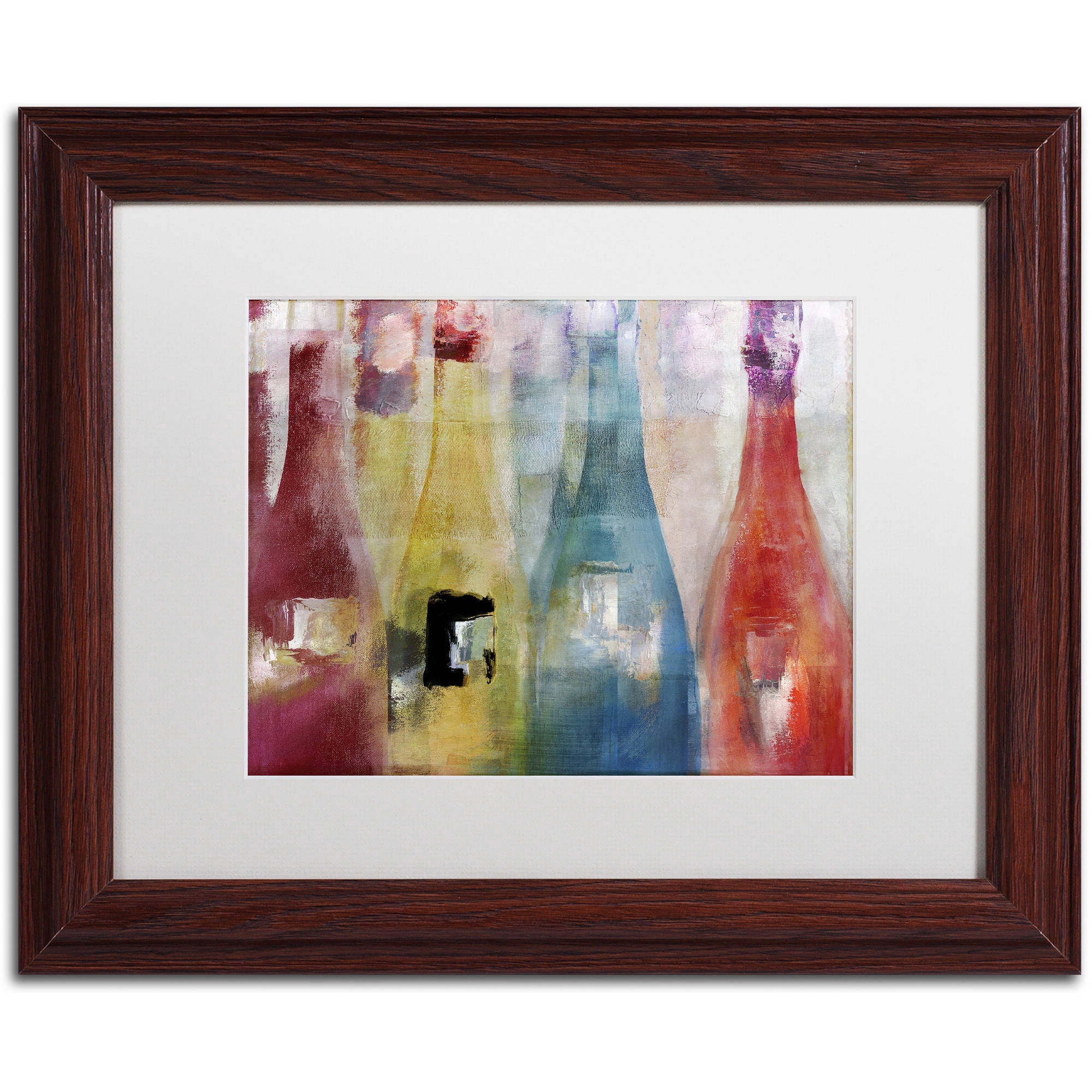 Trademark Fine Art "Bouteilles II" Canvas Art by Color Bakery White Matte, Wood Frame