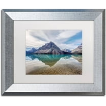 Trademark Fine Art 'Bow Lake Blue' Canvas Art by Pierre Leclerc, White Matte, Silver Frame