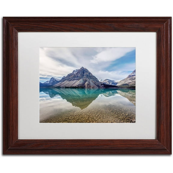 Trademark Fine Art 'Bow Lake Blue' Canvas Art by Pierre Leclerc, White Matte, Wood Frame