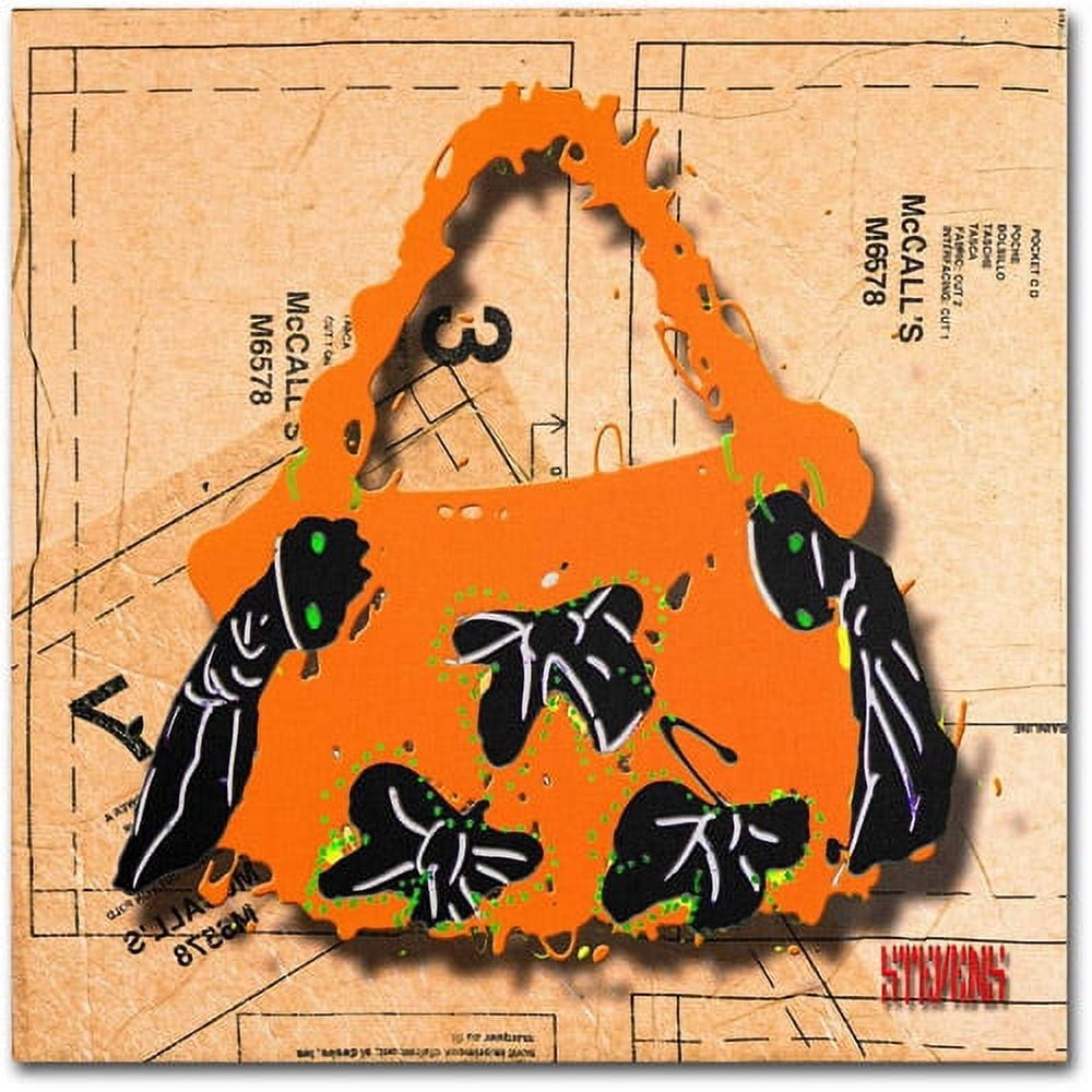 Trademark Fine Art "Bow Purse Black on Orange" Canvas Art by Roderick Stevens