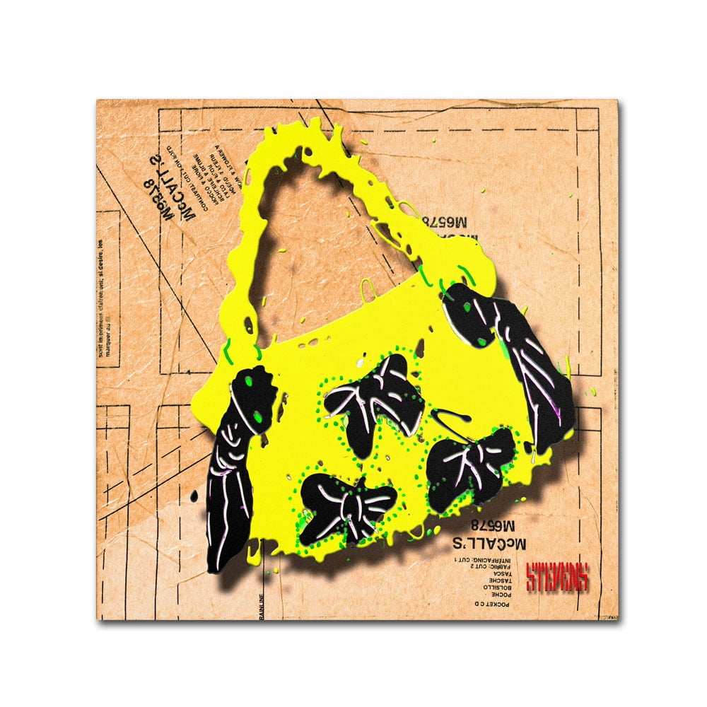 Trademark Fine Art "Bow Purse Black on Yellow" Canvas Art by Roderick Stevens
