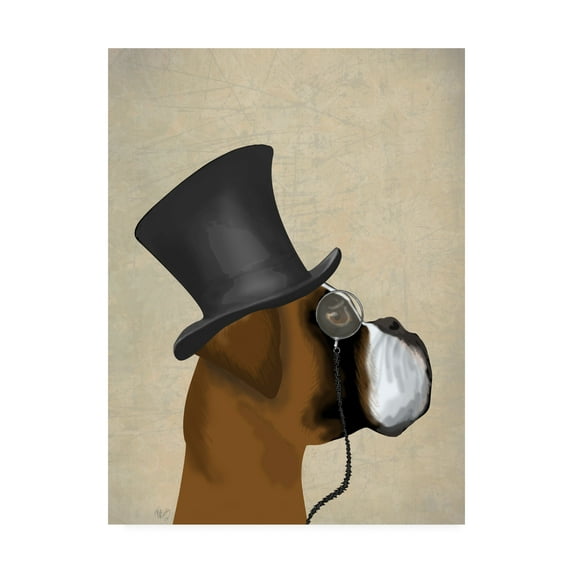 Trademark Fine Art 'Boxer, Formal Hound And Hat' Canvas Art by Fab Funky