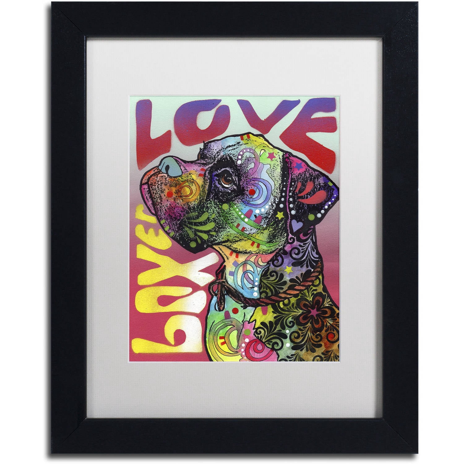 Trademark Fine Art 'Boxer Luv' Canvas Art by Dean Russo, White Matte, Black Frame