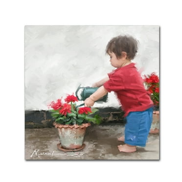 Trademark Fine Art 'Boy with Watering Can' Canvas Art by The Macneil Studio