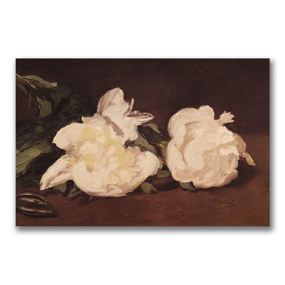 Trademark Fine Art "Branch of White Peonies" Canvas Wall Art by Eduard Manet