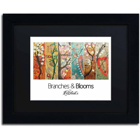 Trademark Fine Art "Branches and Blooms" Canvas Art by Jennifer Redstreake Black Matte, Black Frame