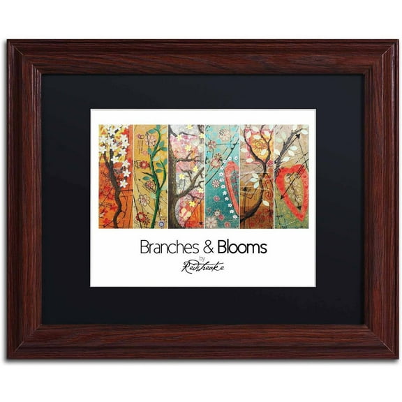 Trademark Fine Art "Branches and Blooms" Canvas Art by Jennifer Redstreake Black Matte, Wood Frame