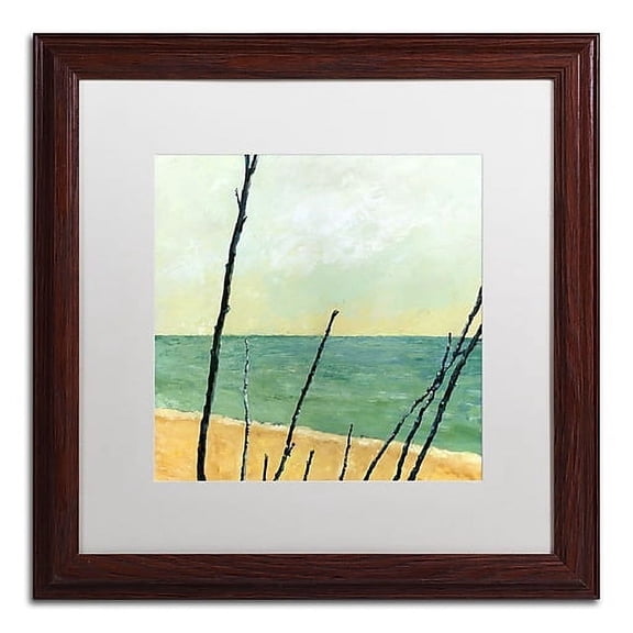 Trademark Fine Art "Branches on the Beach" Canvas Art by Michelle Calkins, White Matte, Wood Frame