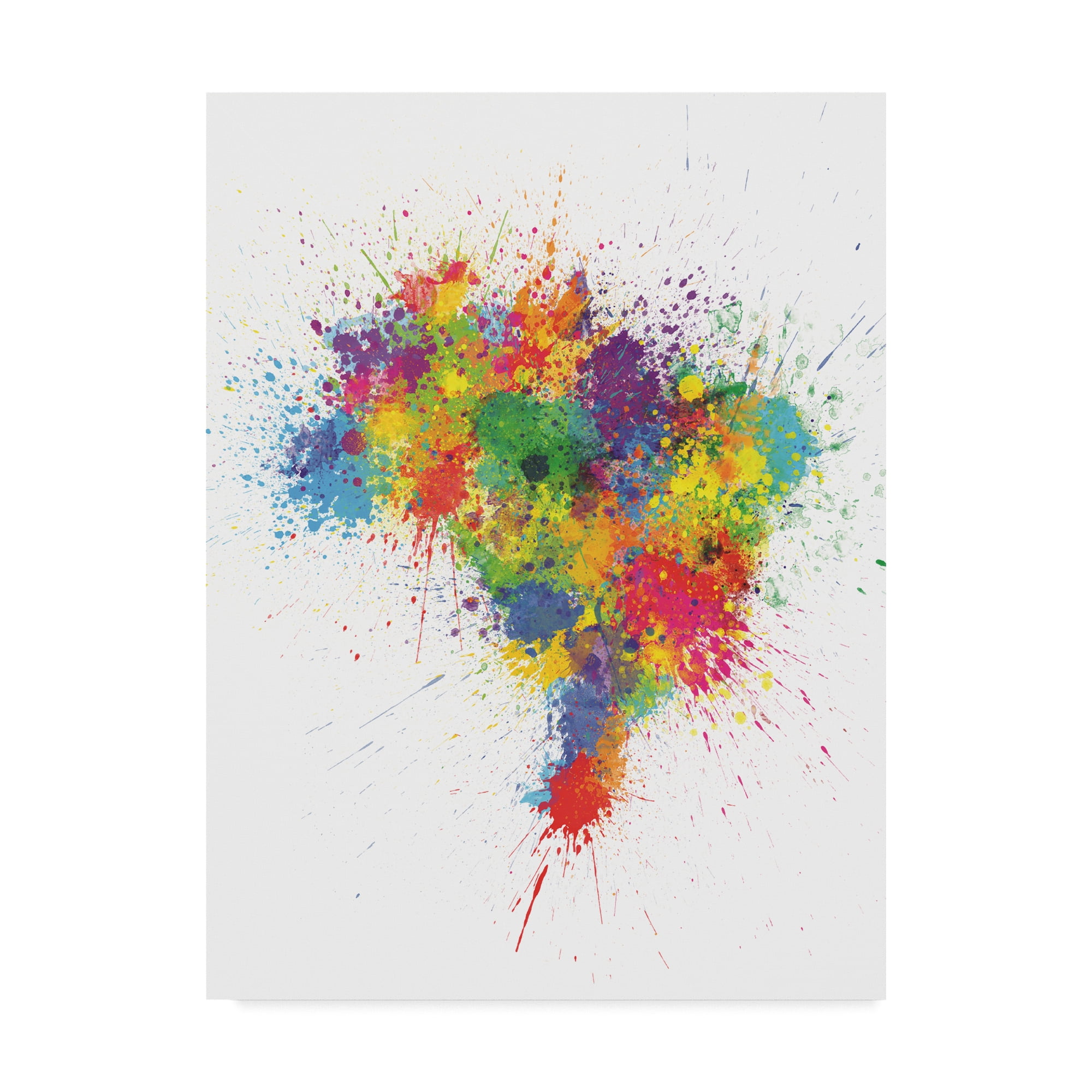 Trademark Fine Art 'Brazil Paint Splashes Map' Canvas Art by Michael Tompsett