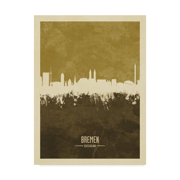 Trademark Fine Art 'Bremen Germany Skyline Brown' Canvas Art by Michael Tompsett