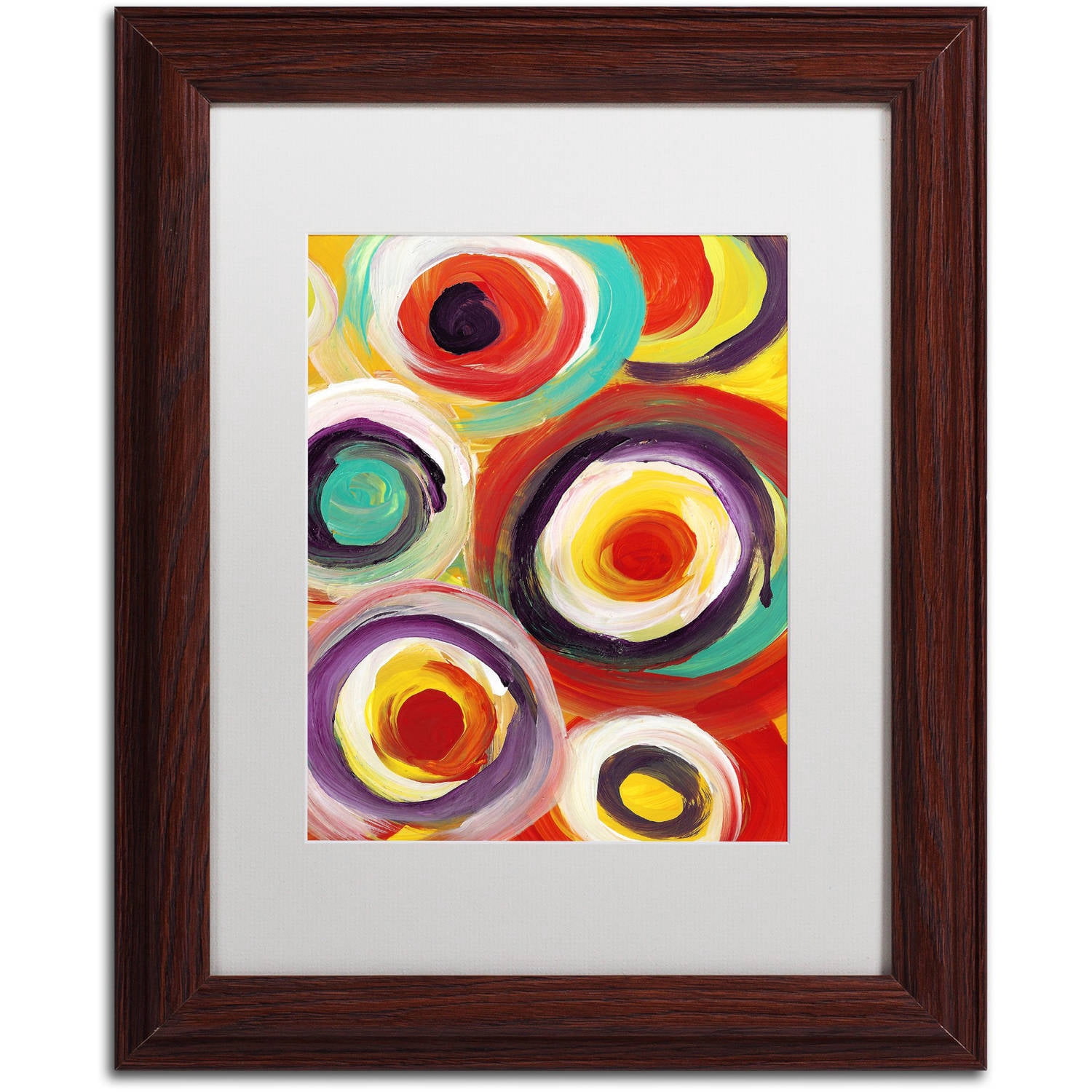 Trademark Fine Art 'Bright Bold Circles Vertical' Canvas Art by Amy Vangsgard, White Matte, Wood Frame