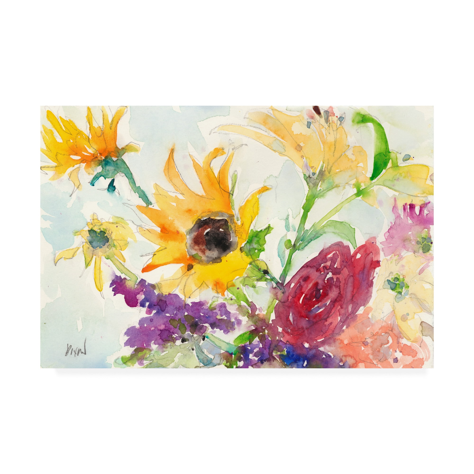 Bright Wild Flowers I 22x32 Canvas Art in Multicolor