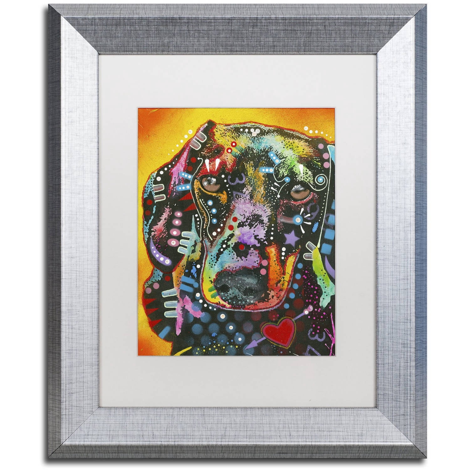 Trademark Fine Art "Brilliant Dachshund" Canvas Art by Dean Russo, White Matte, Silver Frame