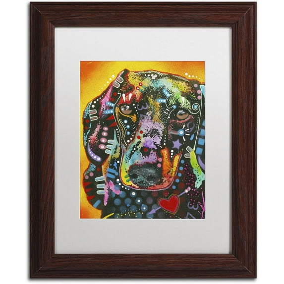 Trademark Fine Art "Brilliant Dachshund" Canvas Art by Dean Russo, White Matte, Wood Frame