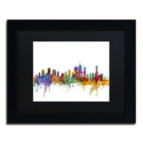 Trademark Fine Art "Brisbane Australia Skyline" Canvas Art by Michael Tompsett Black Matte, Black Frame