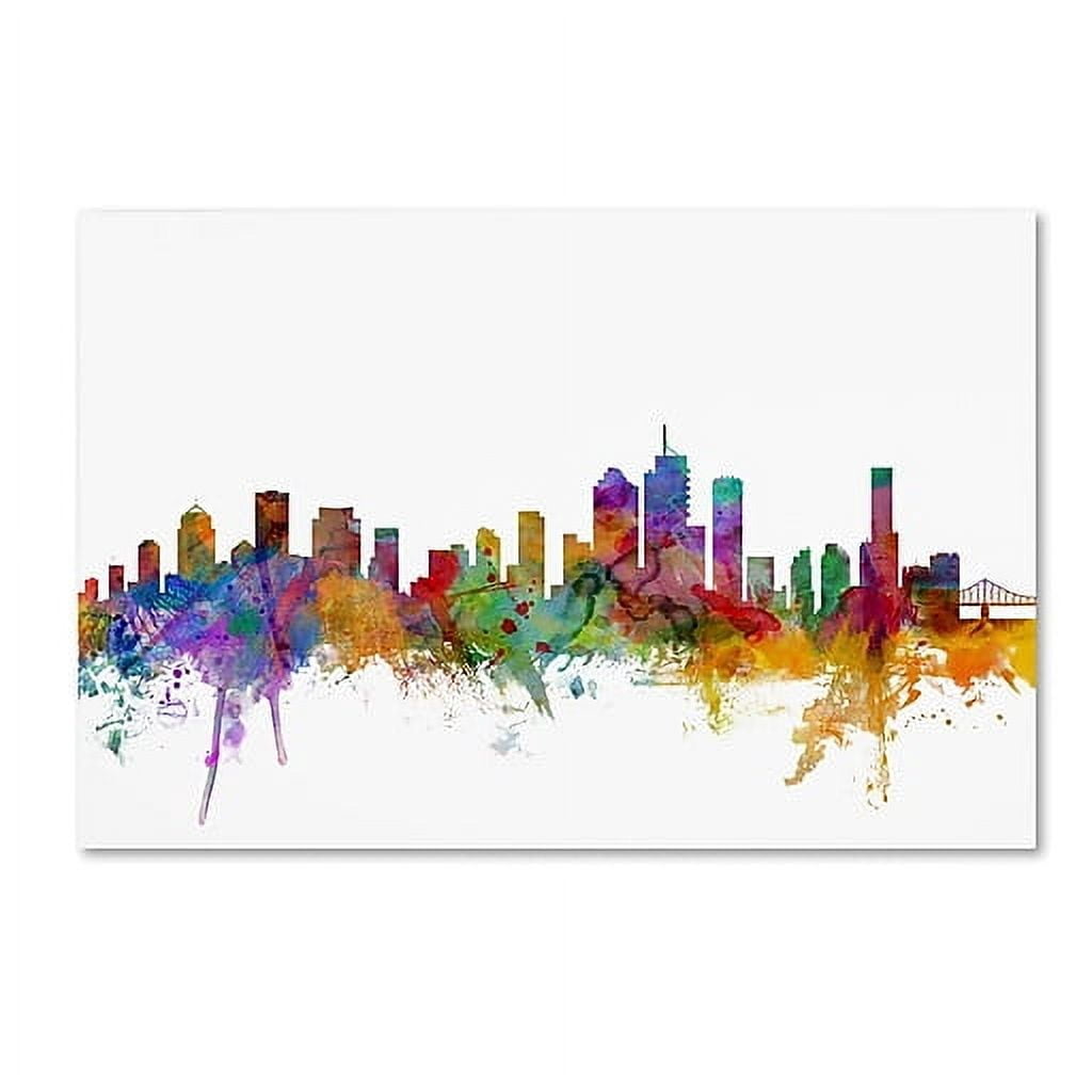 Trademark Fine Art "Brisbane Australia Skyline" Canvas Art by Michael Tompsett