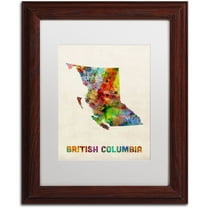 Trademark Fine Art 'British Columbia Watercolor Map' Canvas Art by Michael Tompsett, White Matte, Wood Frame