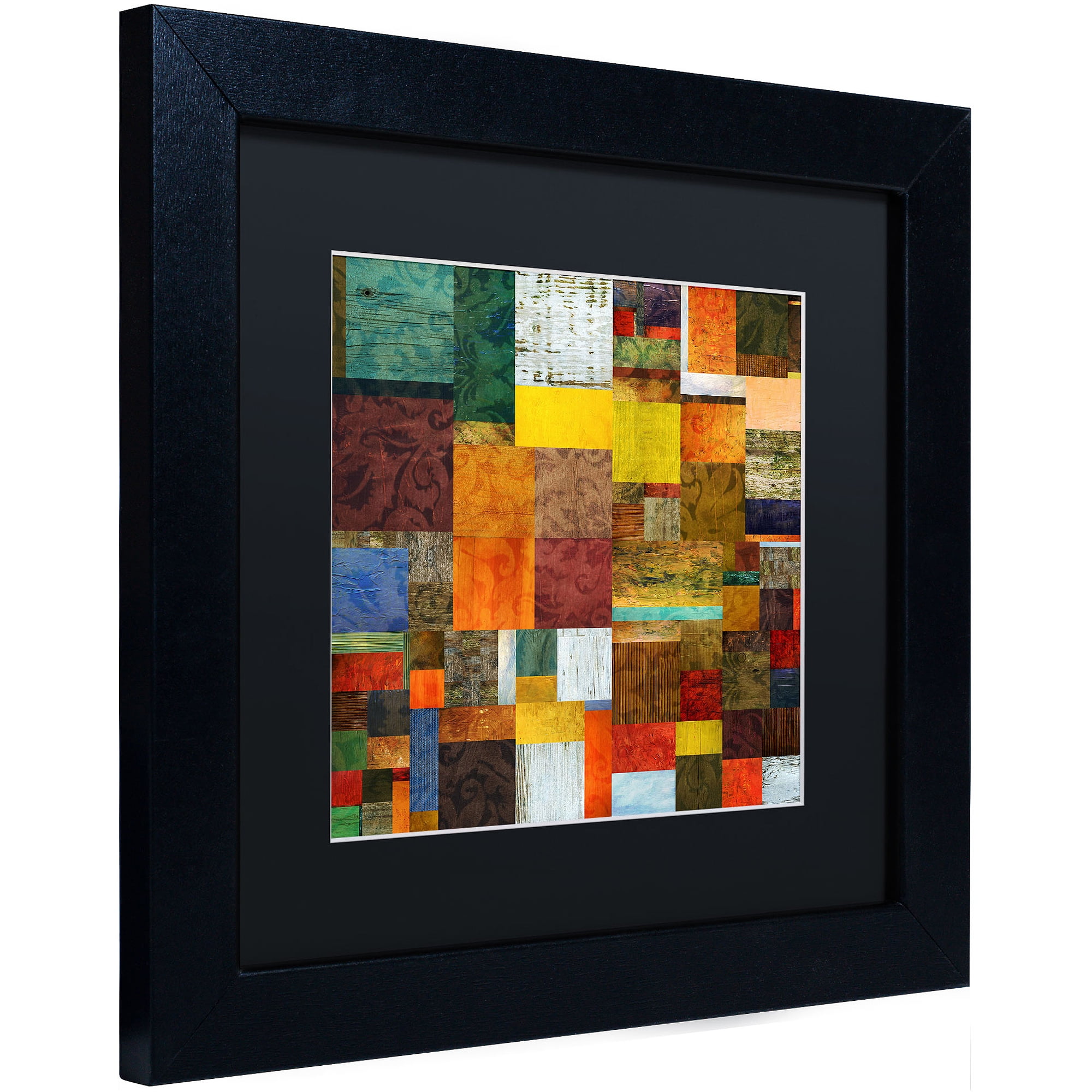 Trademark Fine Art "Brocade Color Collage 1" Canvas Art by Michelle Calkins, Black Matte, Black Frame