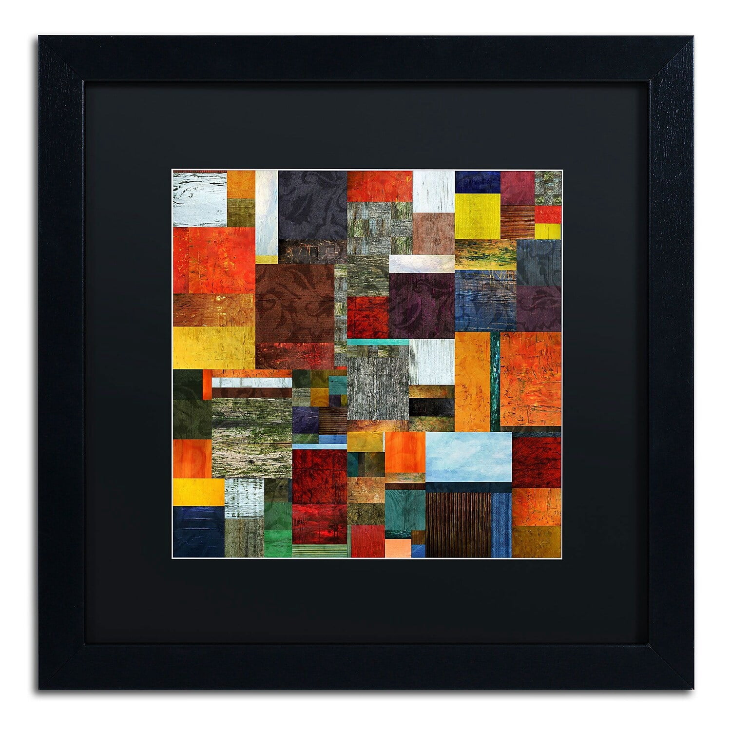 Trademark Fine Art "Brocade Color Collage 2" Canvas Art by Michelle Calkins, Black Matte, Black Frame