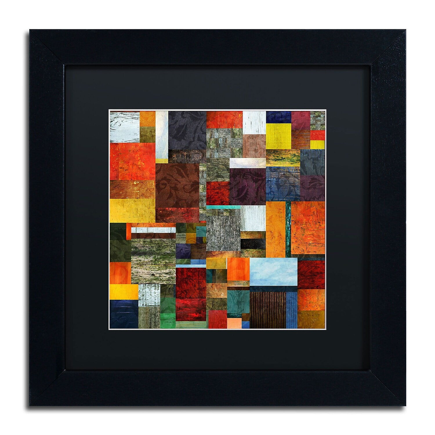 Trademark Fine Art "Brocade Color Collage 2" Canvas Art by Michelle Calkins, Black Matte, Black Frame