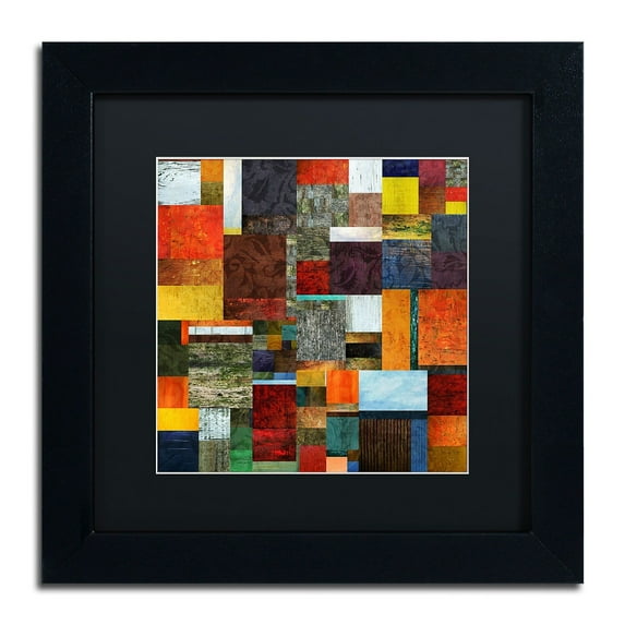 Trademark Fine Art "Brocade Color Collage 2" Canvas Art by Michelle Calkins, Black Matte, Black Frame