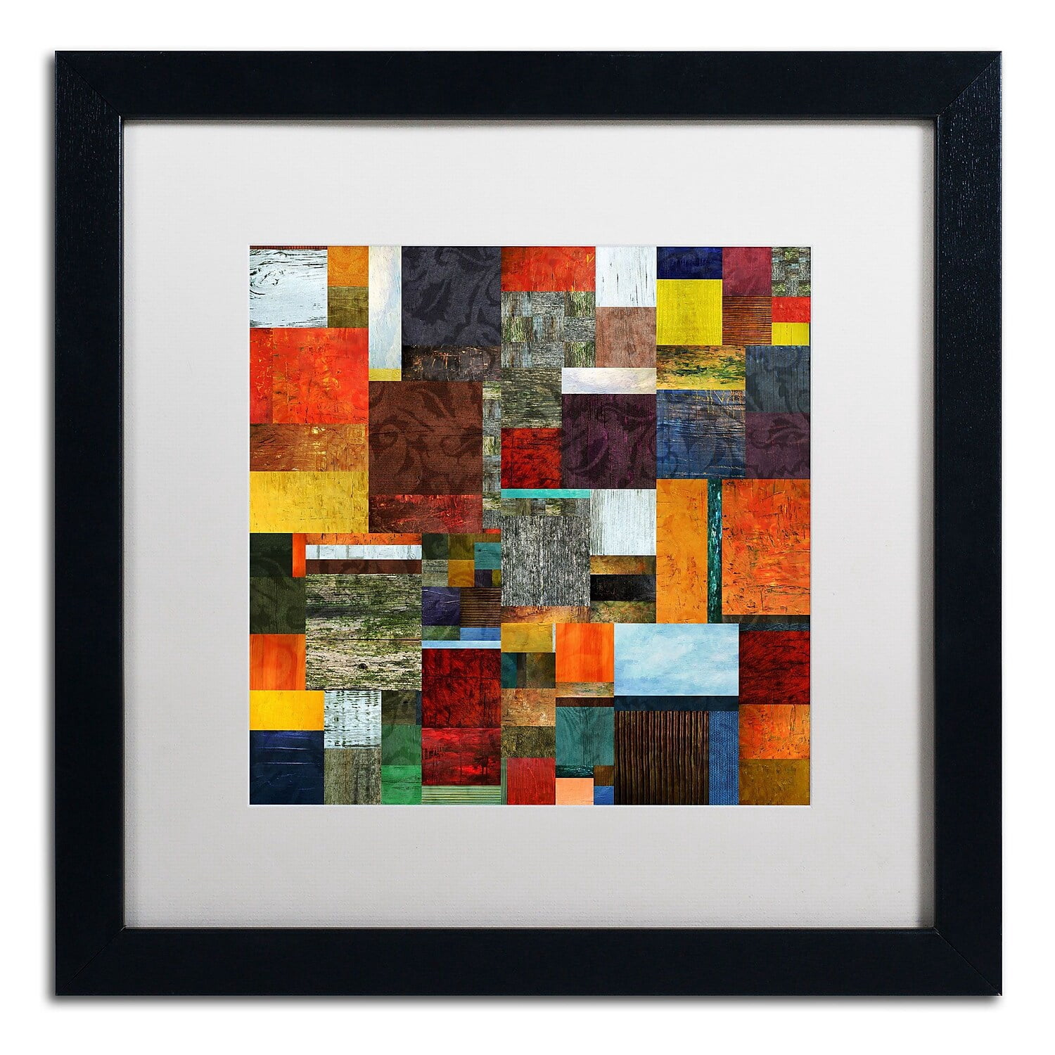 Trademark Fine Art "Brocade Color Collage 2" Canvas Art by Michelle Calkins, White Matte, Black Frame