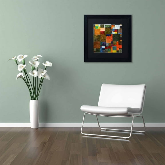 Trademark Fine Art "Brocade Color Collage 3" Canvas Art by Michelle Calkins, Black Matte, Black Frame
