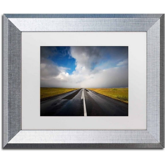 Trademark Fine Art 'Broken Road' Canvas Art by Philippe Sainte-Laudy, White Matte, Silver Frame