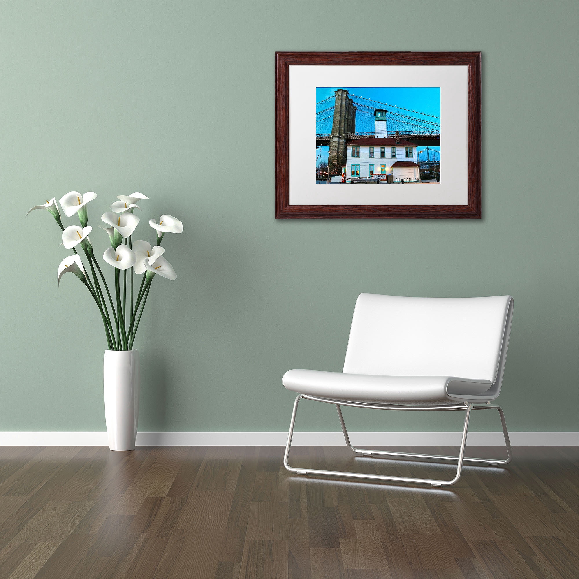 Trademark Fine Art "Brooklyn 1" Canvas Art by CATeyes, White Matte, Wood Frame